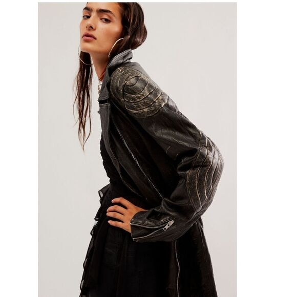 Free People UNDERSTATED LEATHER 212 Moto Jacket - Black/ XS - Picture 4 of 13